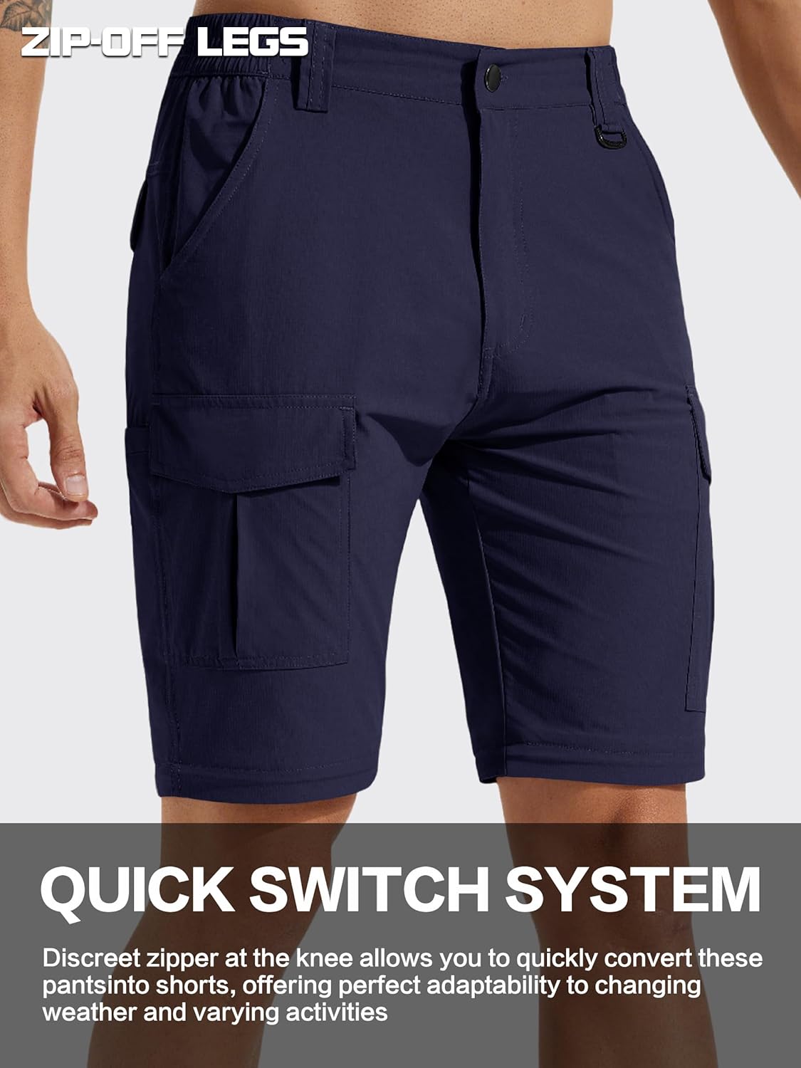 Men's Hiking Convertible Pants Water Resistant Quick Dry Lightweight Zip Off Stretch Outdoor Fishing Pants