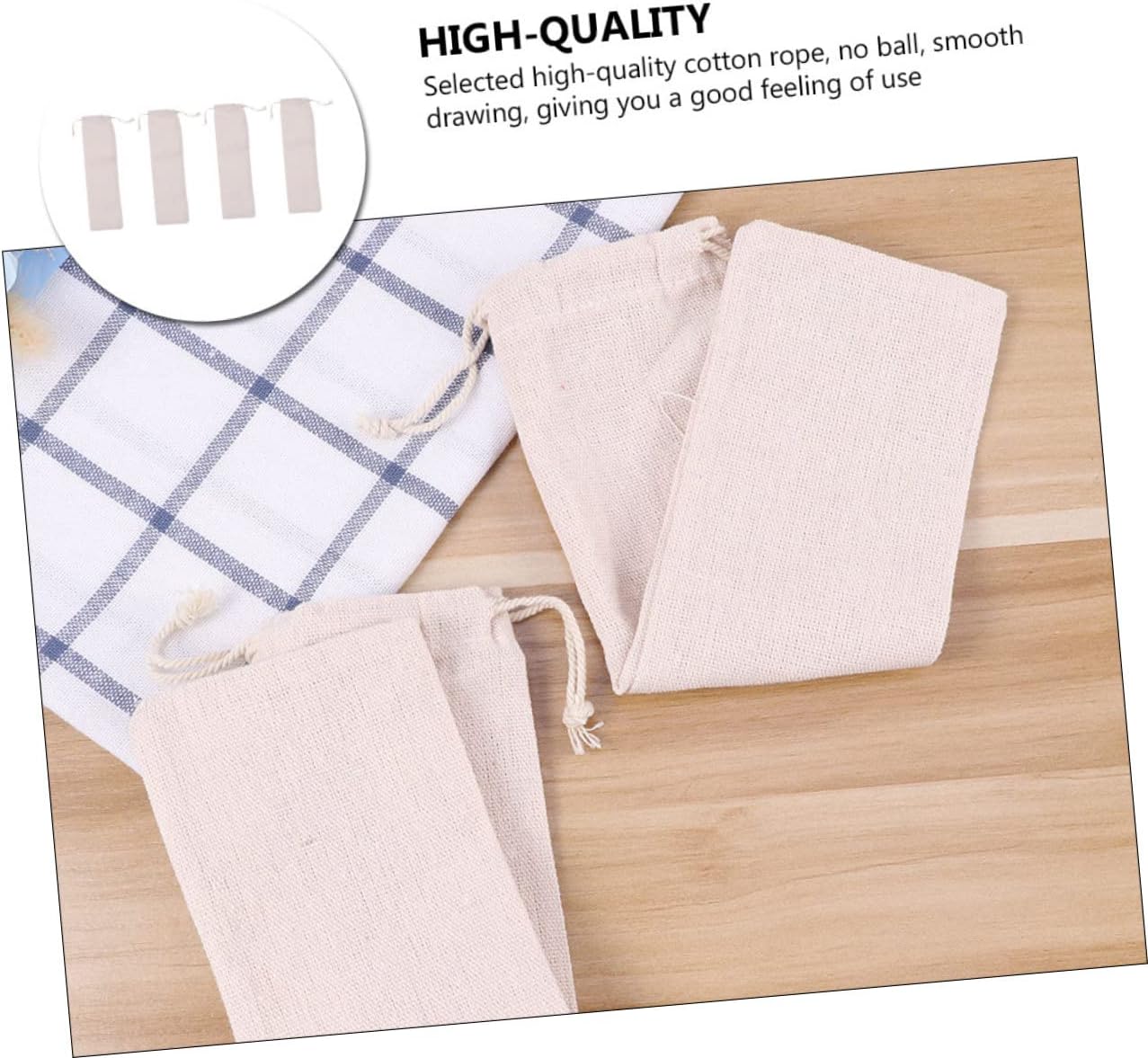 PRETYZOOM 4pcs Drawstring Bag Straws Garbage Favor Blinds Cord Holder Burlap Reusable Handle Travel Straw Fanny Household Cord Knob Linen Organizer Scoop Booze Bags Trash Cotton Linen Beige