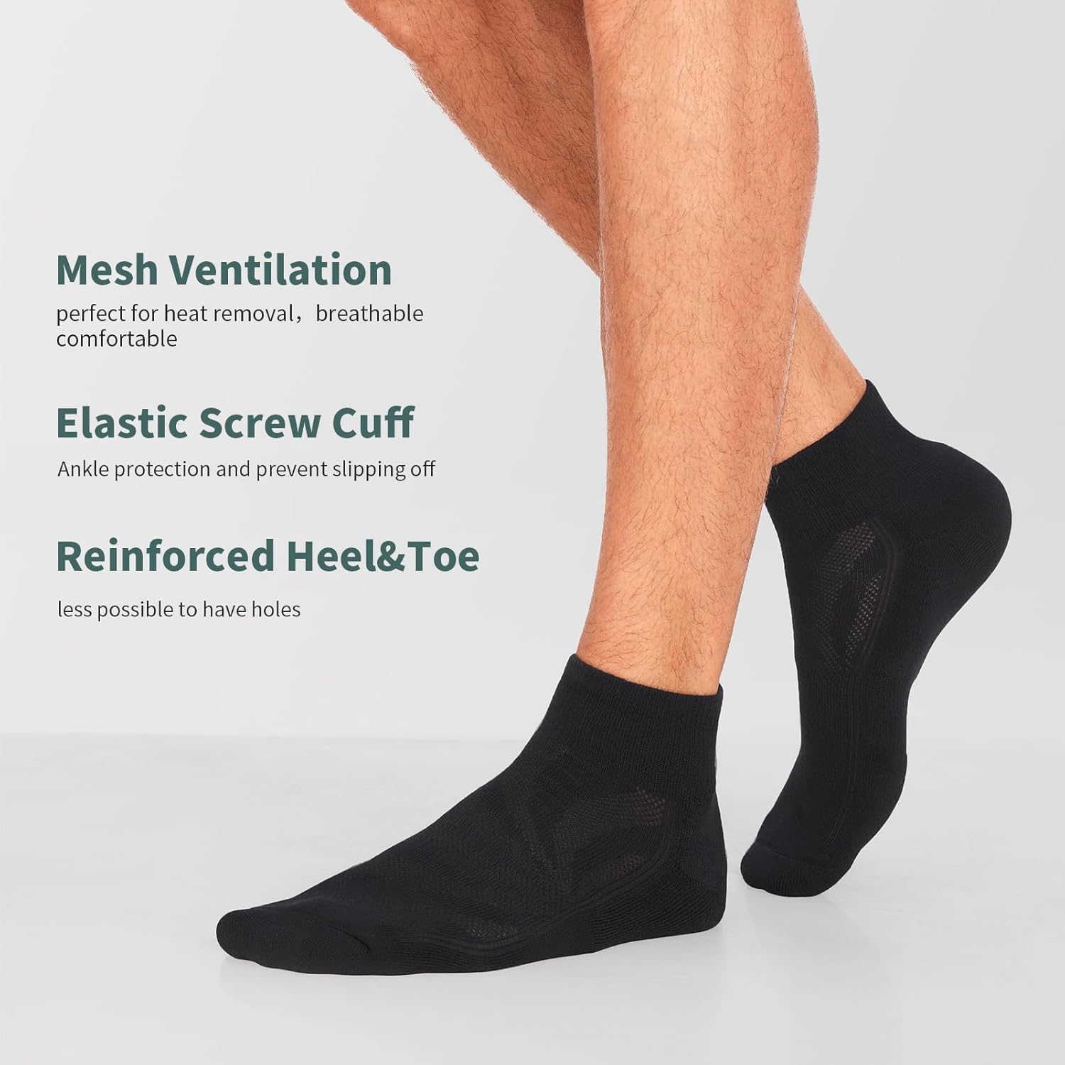 Lapulas 6 Pack Men's Ankle Socks with Cushion, Cotton Quarter Socks for Sport Training Running - Image 4