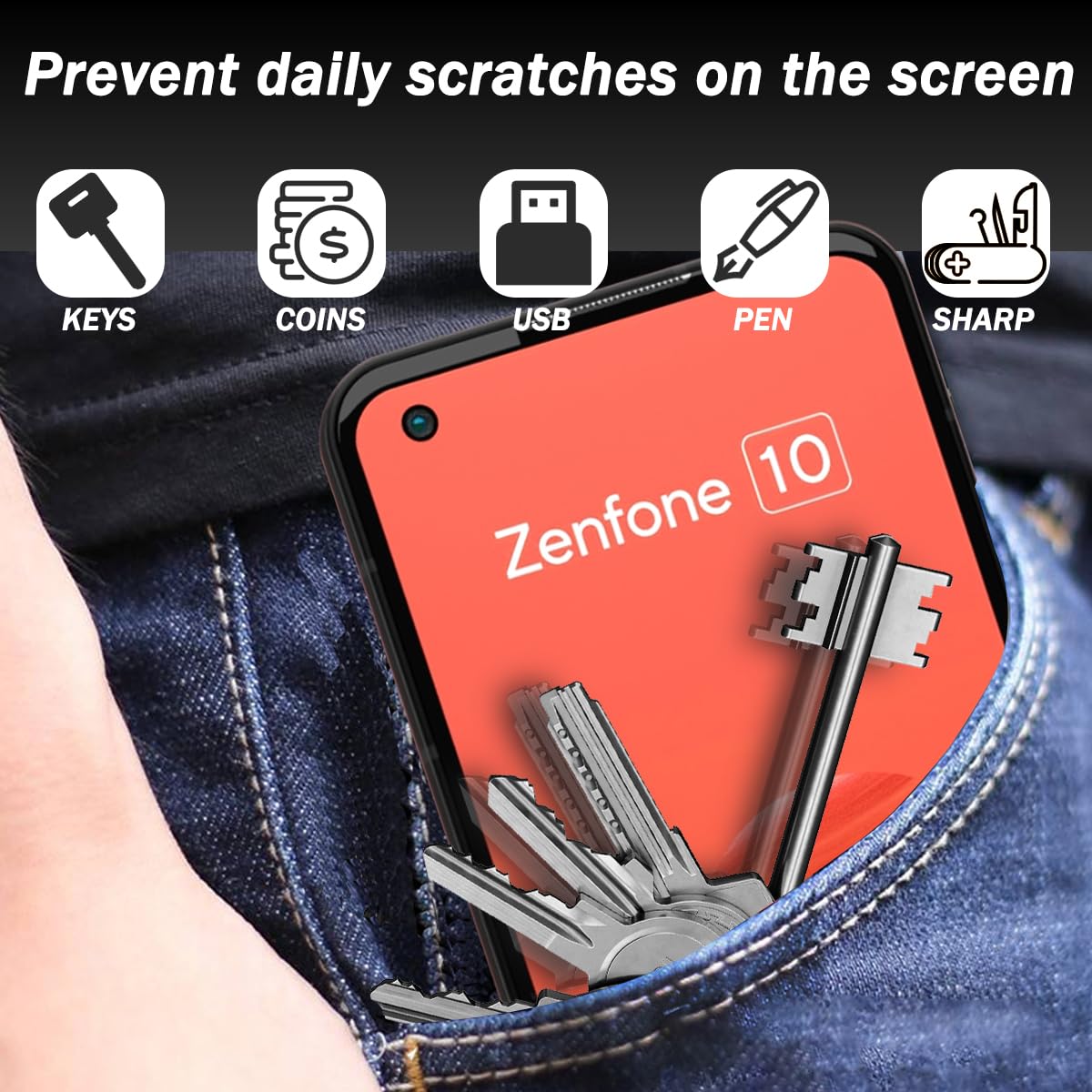 Protezione Schermo In Vetro Temperato Antispia Per ASUS Zenfone 10 – Nero, Ultra Sottile