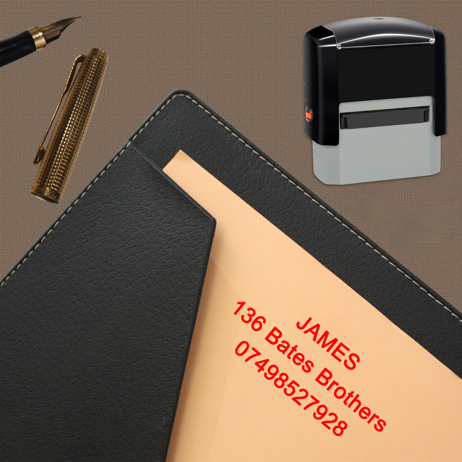 Timbro Autoinchiostrante Personalizzato 4 Righe - Per Nome, Indirizzo, Azienda, Scuola, Garage, Testo Centrale O Sinistra Personalized Stamp - Foto 9