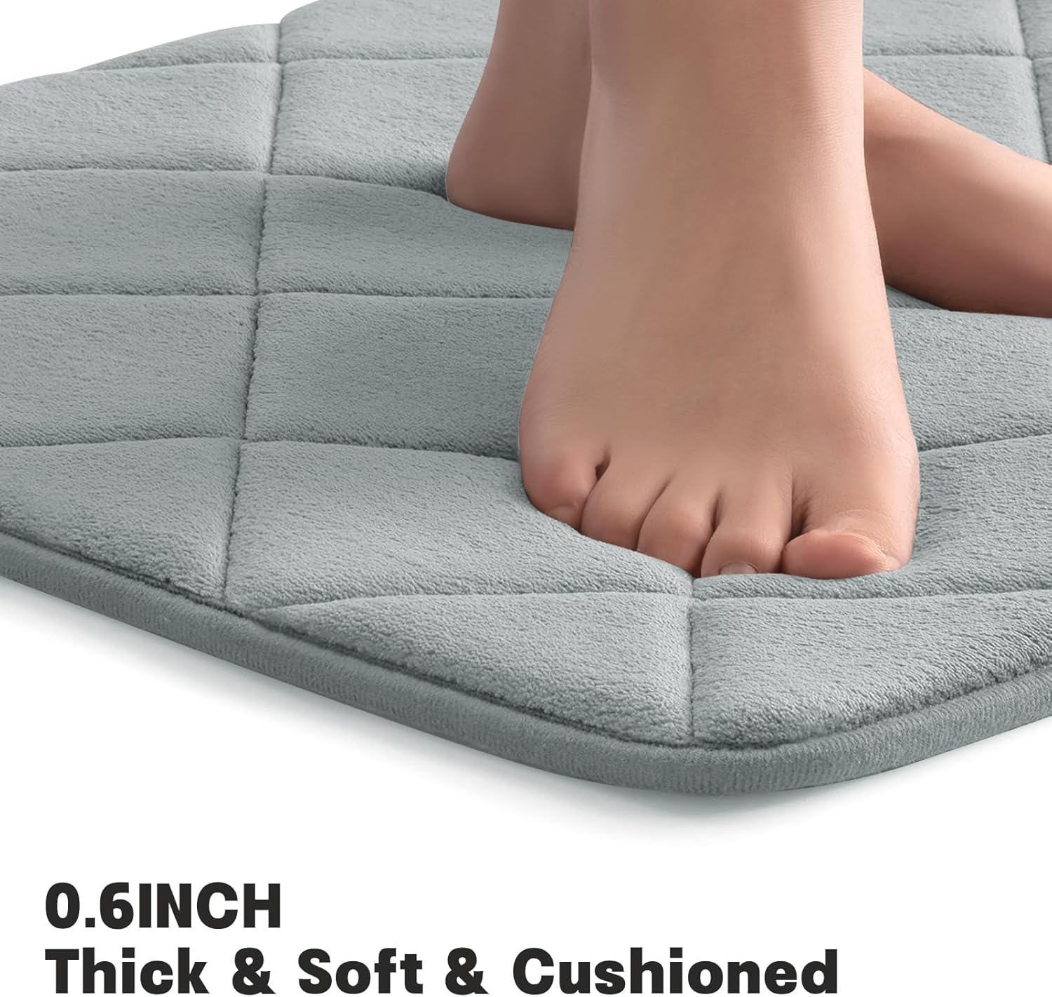 YIHOUSE Bathroom Rug Set 5 Piece, Soft Non Slip Memory Foam Bath Mat, Machine Wash Bathroom Mat Set, Water Absorbent Bath Mats for Toilet and Floor (Light Grey)