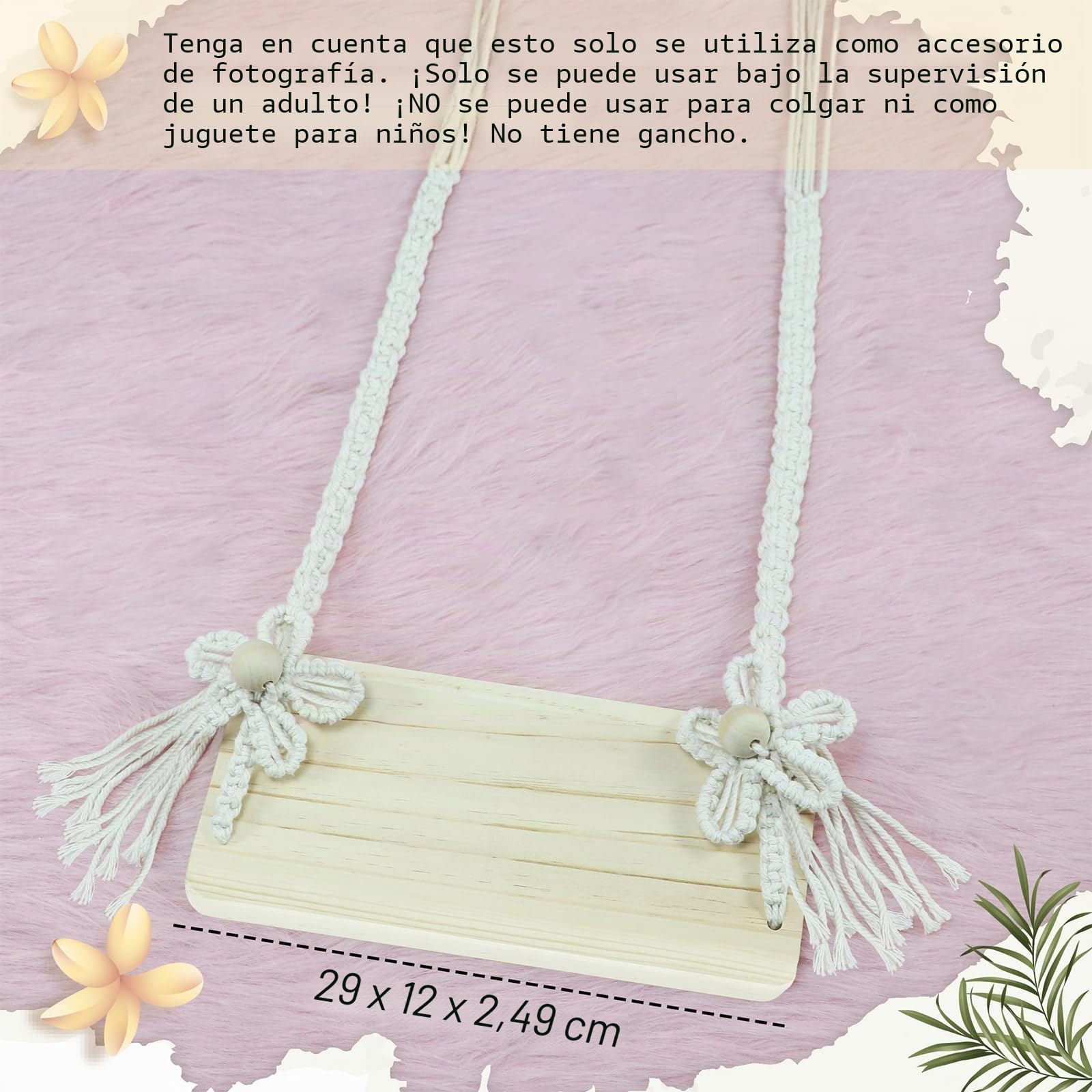Columpio para bebé recién nacido, accesorios de fotografía, columpio de madera, accesorios para fotos de bebé, columpio de madera, accesorios para sesiones de fotos de bebé, accesorios para