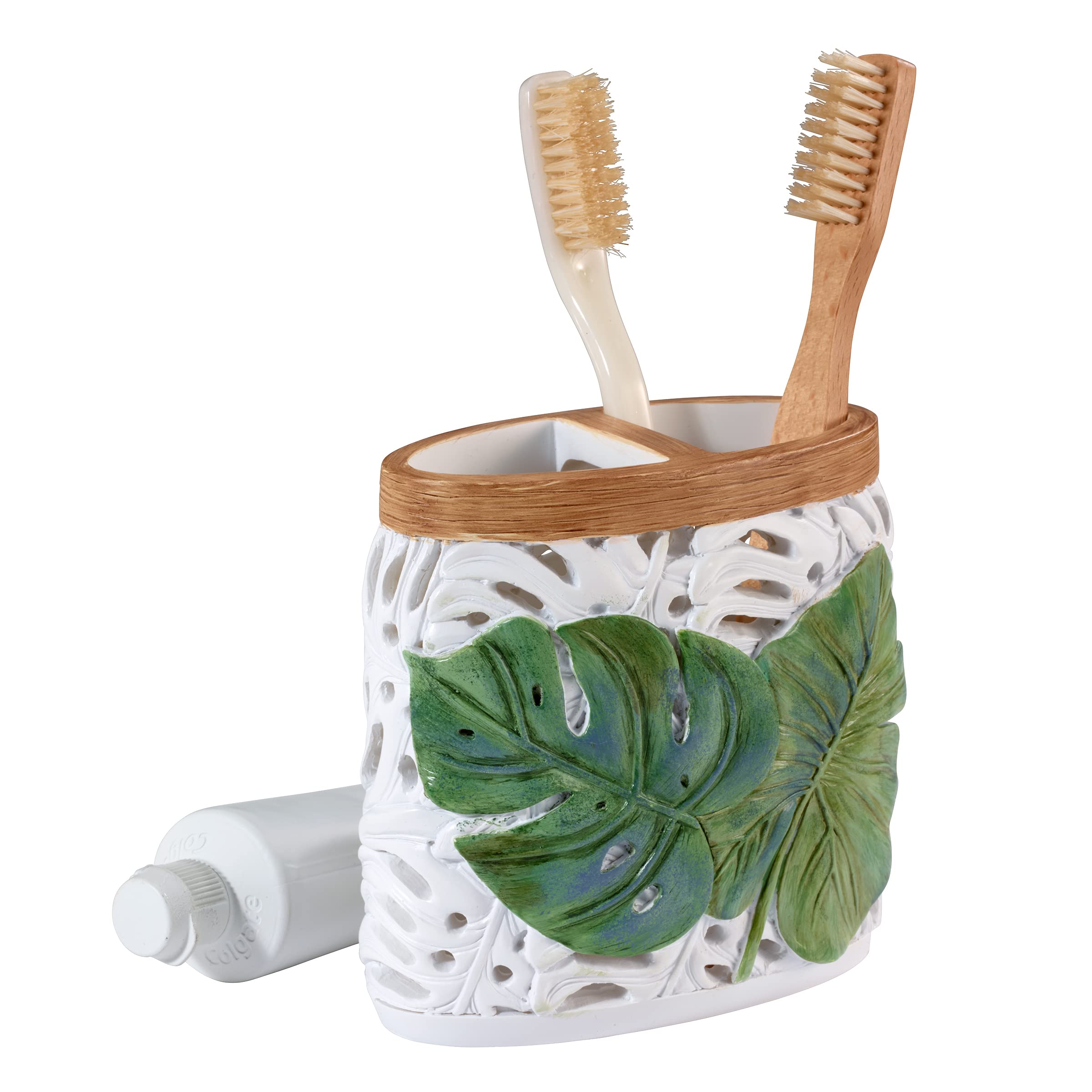 Avanti Linens - Toothbrush Holder, Palm Tree Leaves Inspired Home Decor (Viva Palm Collection), Green - Image 4