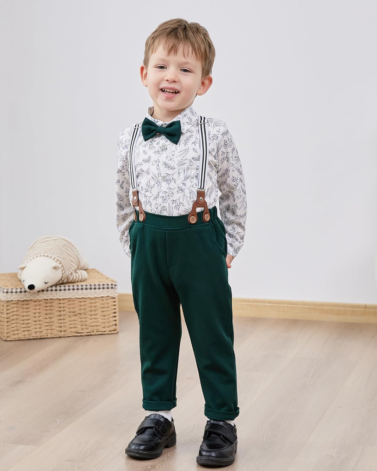 Boys Suits 5-Piece Toddler Boy Suit Set Formal Dress Shirt, Bowtie