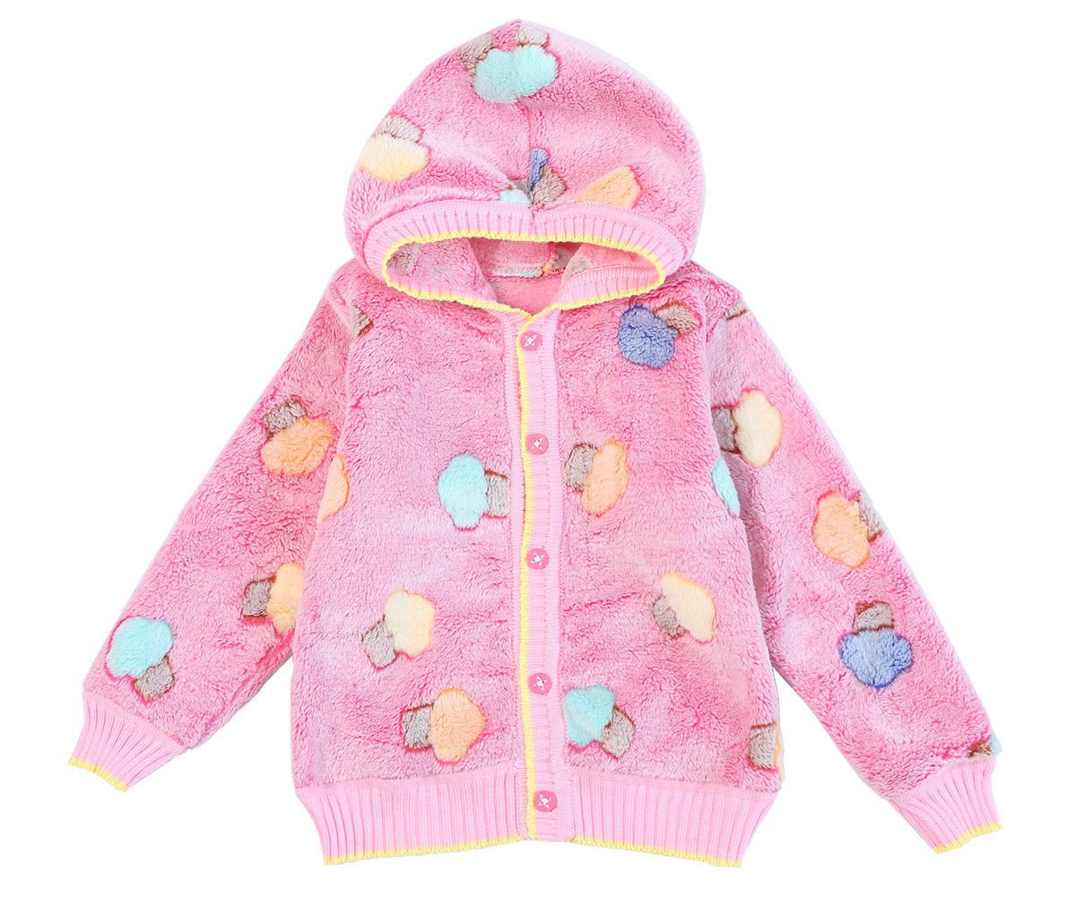 Infant Baby Girls Fleece Jacket Cartoon Long Sleeve Cardigan Sweater