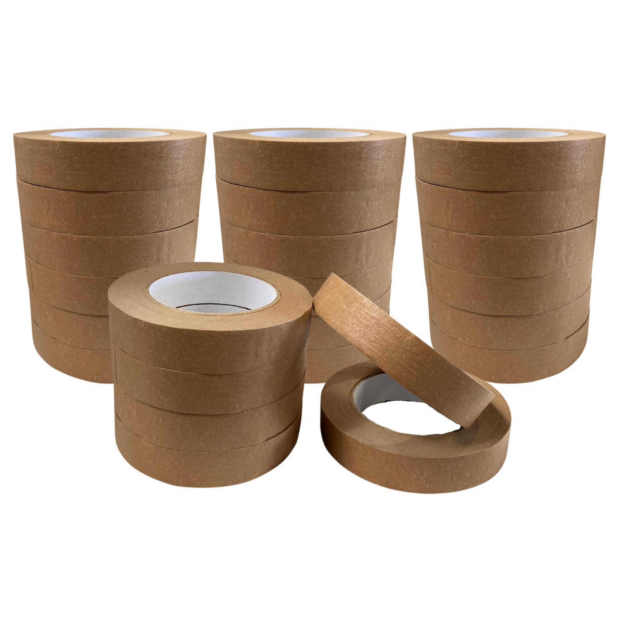 Packy® 24 Rolls Heavy-Duty Brown Paper Tape - 25mm x 50m Eco-friendly Kraft paper tape for packaging sealing boxes & parcel wrapping Strong adhesive recyclable suitable for packing storage application
