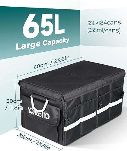Miniatura 4 de YOHOOLYO Organizador de maletero de automóvil, bolsa enfriadora, plegable, aislada, para SUV con tapa de múltiples compartimentos