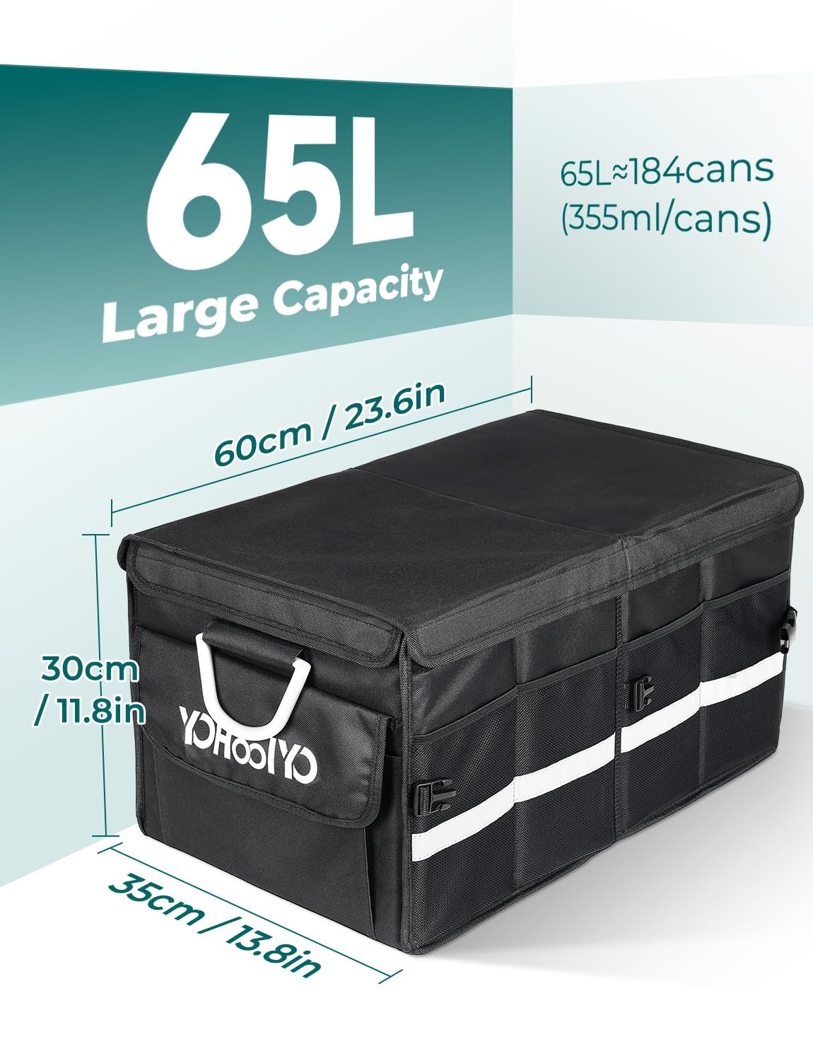 YOHOOLYO Car Trunk Organizer Cooler Bag Insulated Collapsible Trunk Organizer for SUV with Multi Compartments Lid