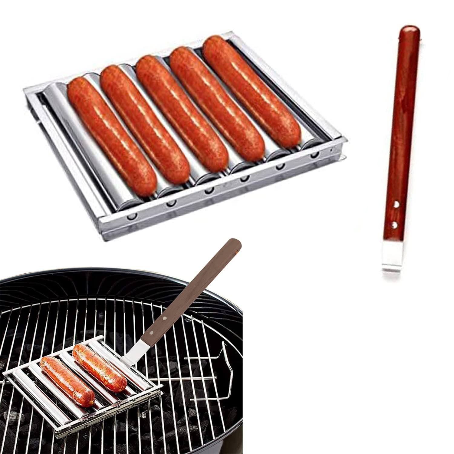 Hot Dog Roller for Grill, Sausage Roller Grill, Greatest Hot Dog Grilling Roller Ever, Hotdog Roller Machine for Evenly Cooked, Hot Dog Barbecue is Easy