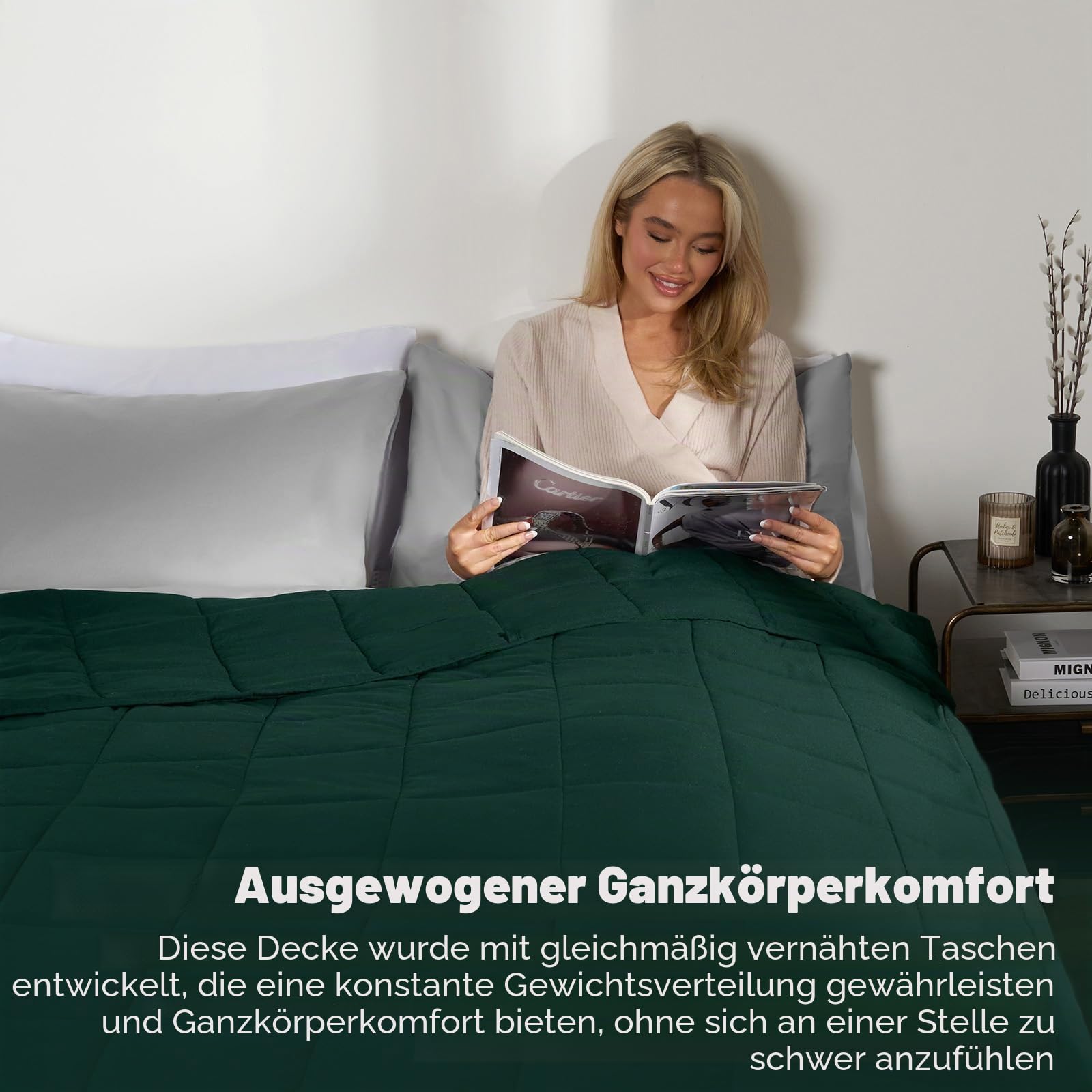 Brentfords Gewichtsdecke 6 kg 125 x 180 cm Waldgrün Weighted Blanket