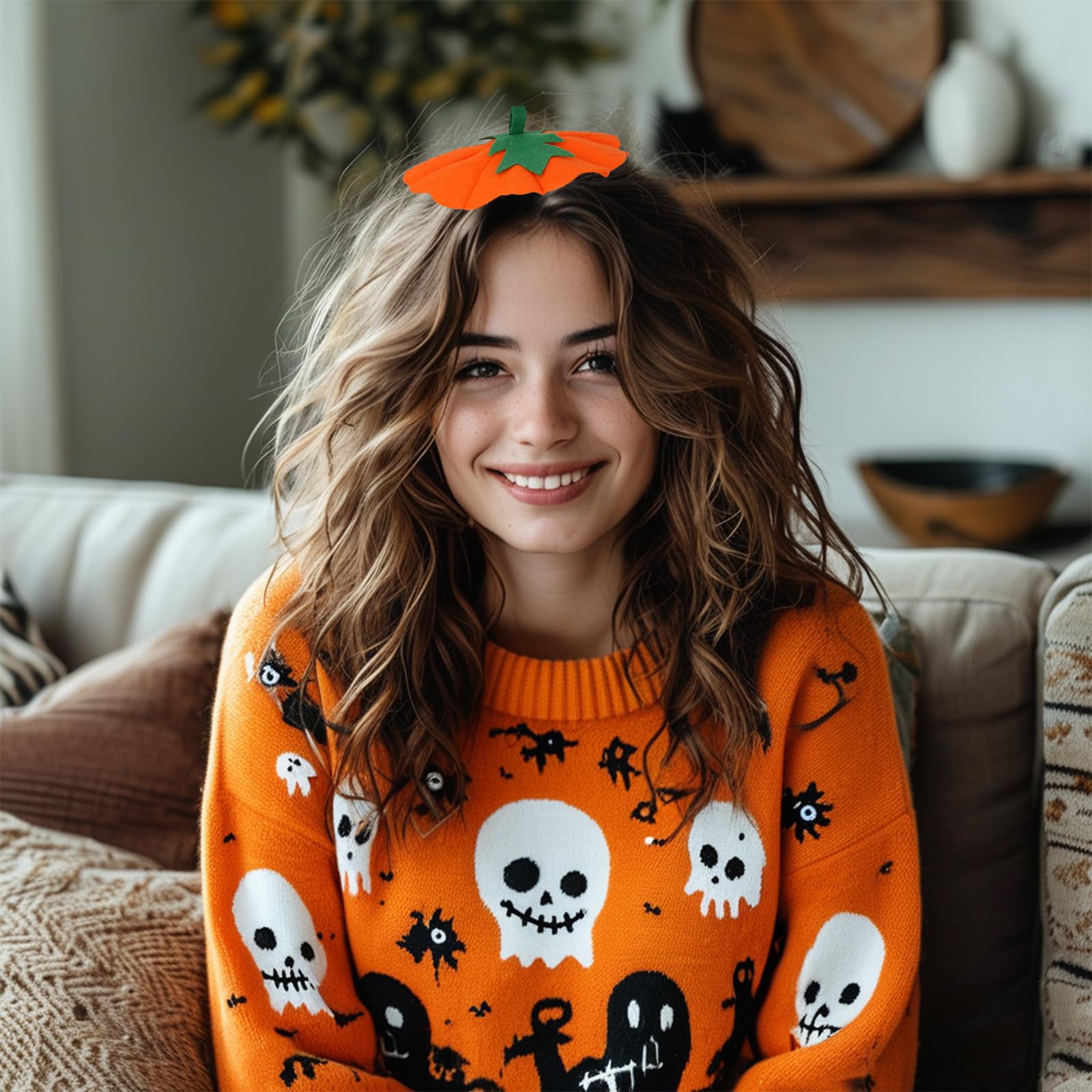 Diadema de Halloween, sombrero de calabaza, diademas para disfraz de Halloween, accesorios de fiesta de disfraces 9
