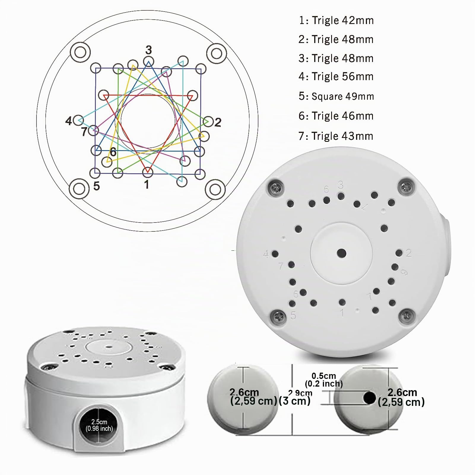 WiTi Boîtier de jonction Base Profonde 106mm Taille pour Caméras de Surveillance de Sécurité, Boîtier de Gestion de Câbles CCTV Caméra IP Dôme et Type de Projectile(4PACK)