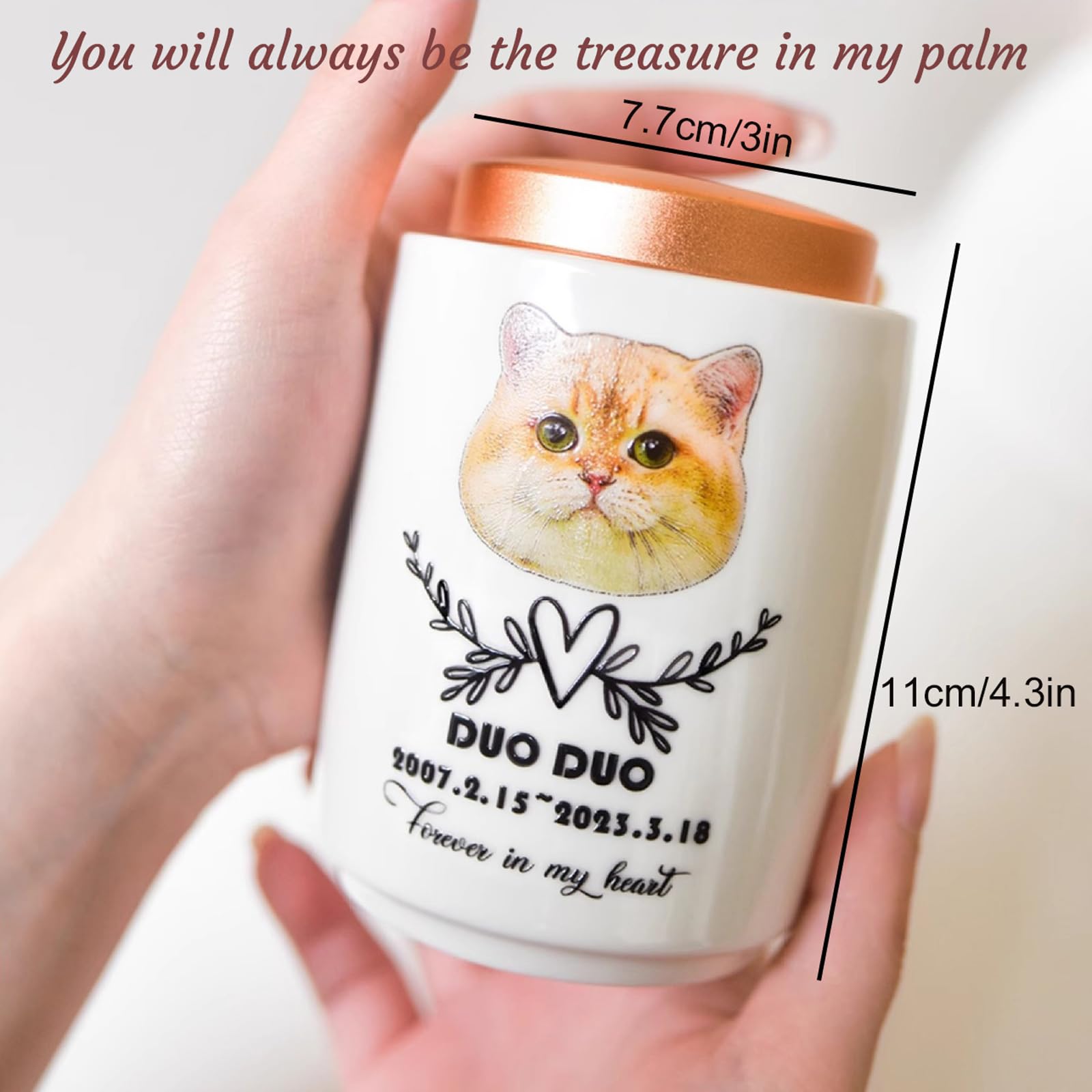 Urnas de Mascotas para Cenizas de Gatos - Urna de Gato Personalizada Urna de cerámica Urnas de cremación de Mascotas Cat Memorial, Blanca