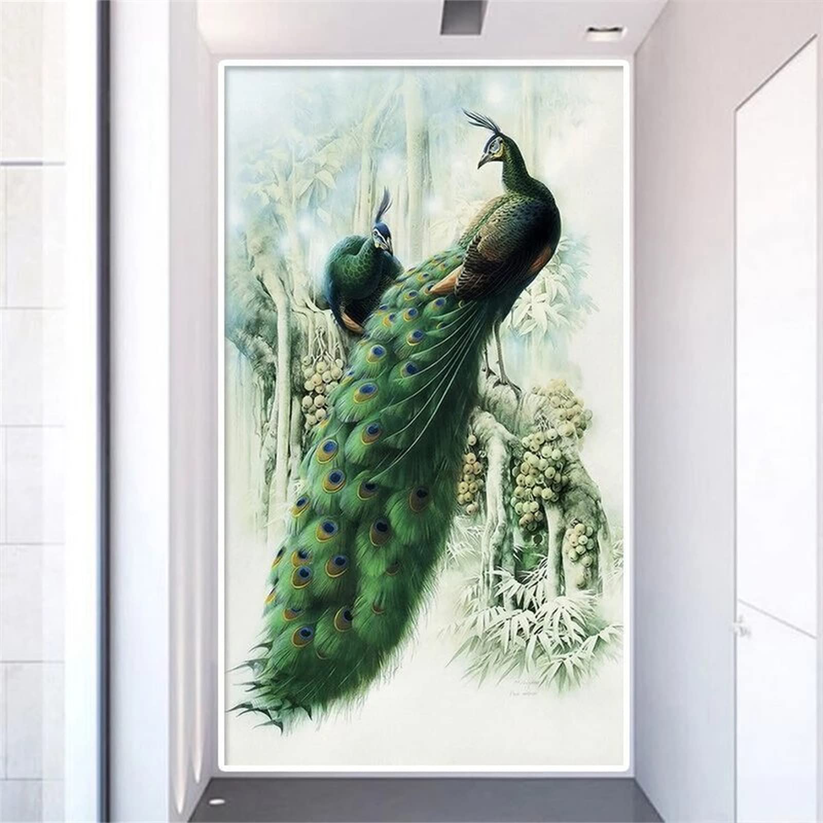 DIY zestawy do malowania diamentami 5D, pełne wiertło diamentowy obraz dla dorosłych i dzieci, kryształ górski haftowanie obrazy do dekoracji ścian domu - 70 x 140 cm (paw zwierzęcy)