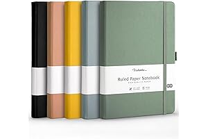 HIUKOOKA A5 Notebook Set - 5 Pack College Ruled Journals