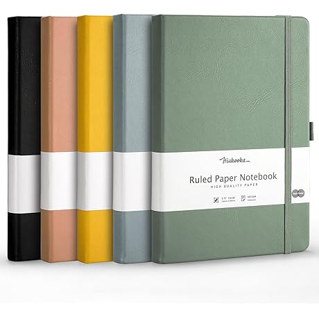HIUKOOKA A5 Notebook Set - 5 Pack College Ruled Journals