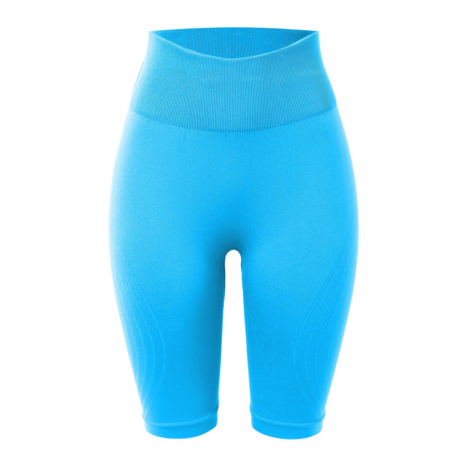 Short Yoga Femme Taille Haute, sans Couture, Coupe 5/8, Effet Galbant, Tissu Stretch, idéal pour Le Fitness, la Course et Le Sport