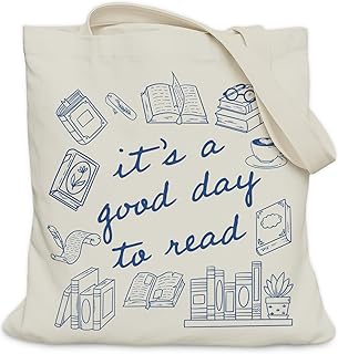 Book Lovers Gifts Tote Bag for Bookish Readers, Aesthetic Book Tote Bag for Librarian, Medium Size with Inner Pocket