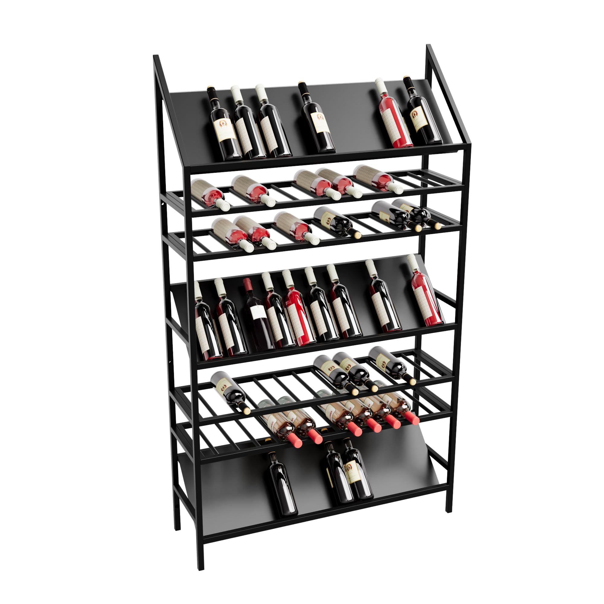 Botellero de metal para 91 botellas de vino, diseño robusto, soporte para cocina, sótano o bar, color negro, 170 x 30 x 100 cm
