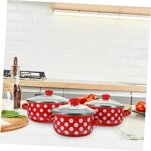 Miniatura 4 de BESTOYARD 1 juego de olla de cocina esmaltada con fondo plano para salsas de leche y fideos instantáneos, utensilios de cocina versátiles con diseño
