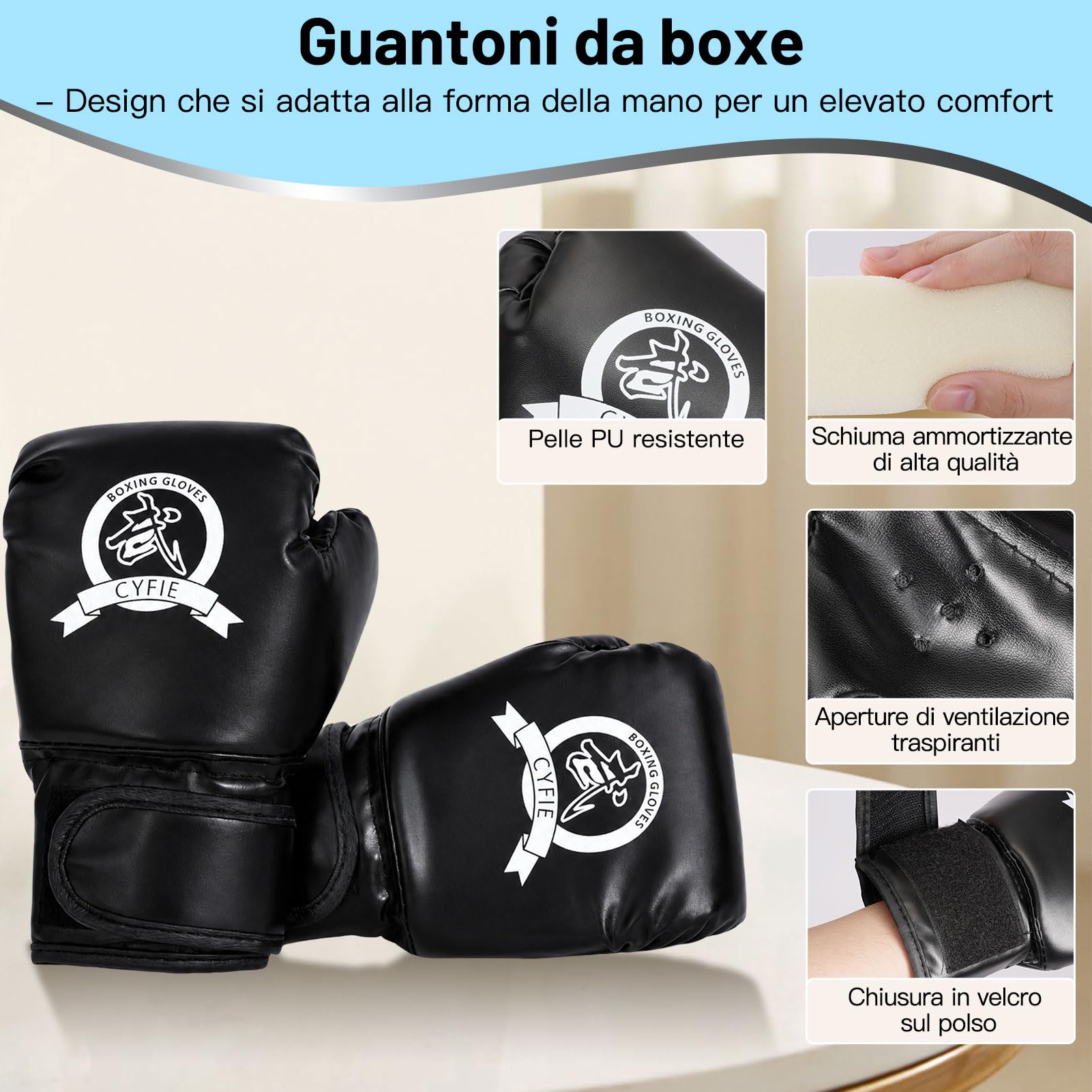 CYFIE Sacco da boxe gonfiabile con guanti da boxe e pompa, 150 cm, sacco da boxe autoportante, attrezzatura per allenamento MMA Muay Thai Fitness