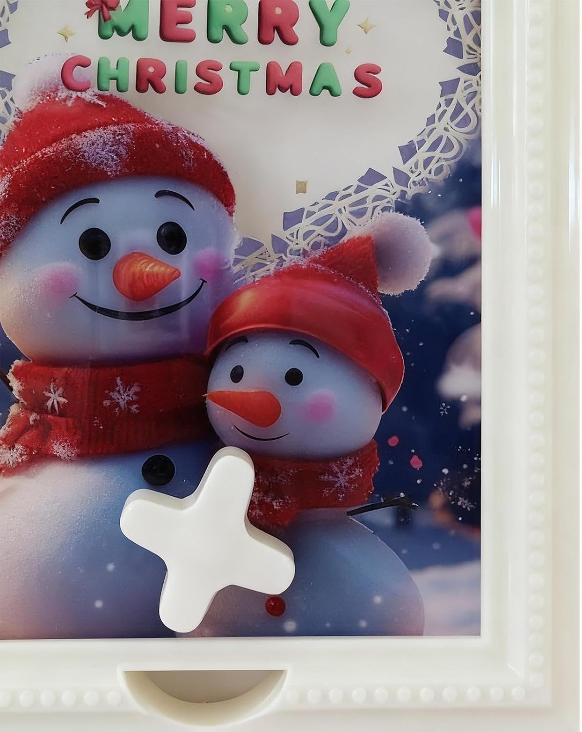 Candy Dispenser Picture Frame Christmas Snowman Treat Storage