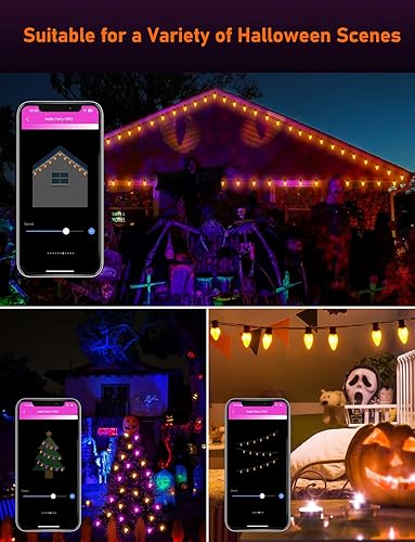 Miniatura 3 de Luces de Navidad C9 para exteriores, pantalla personalizada, modos preestablecidos de 66 pies, controles de grupo, control de aplicación, cambio de