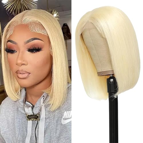 Peluca Bob 613 de cabello humano rubio Bob, peluca de encaje frontal HD 13x4 HD transparente encaje frontal Bob peluca de cabello humano para
