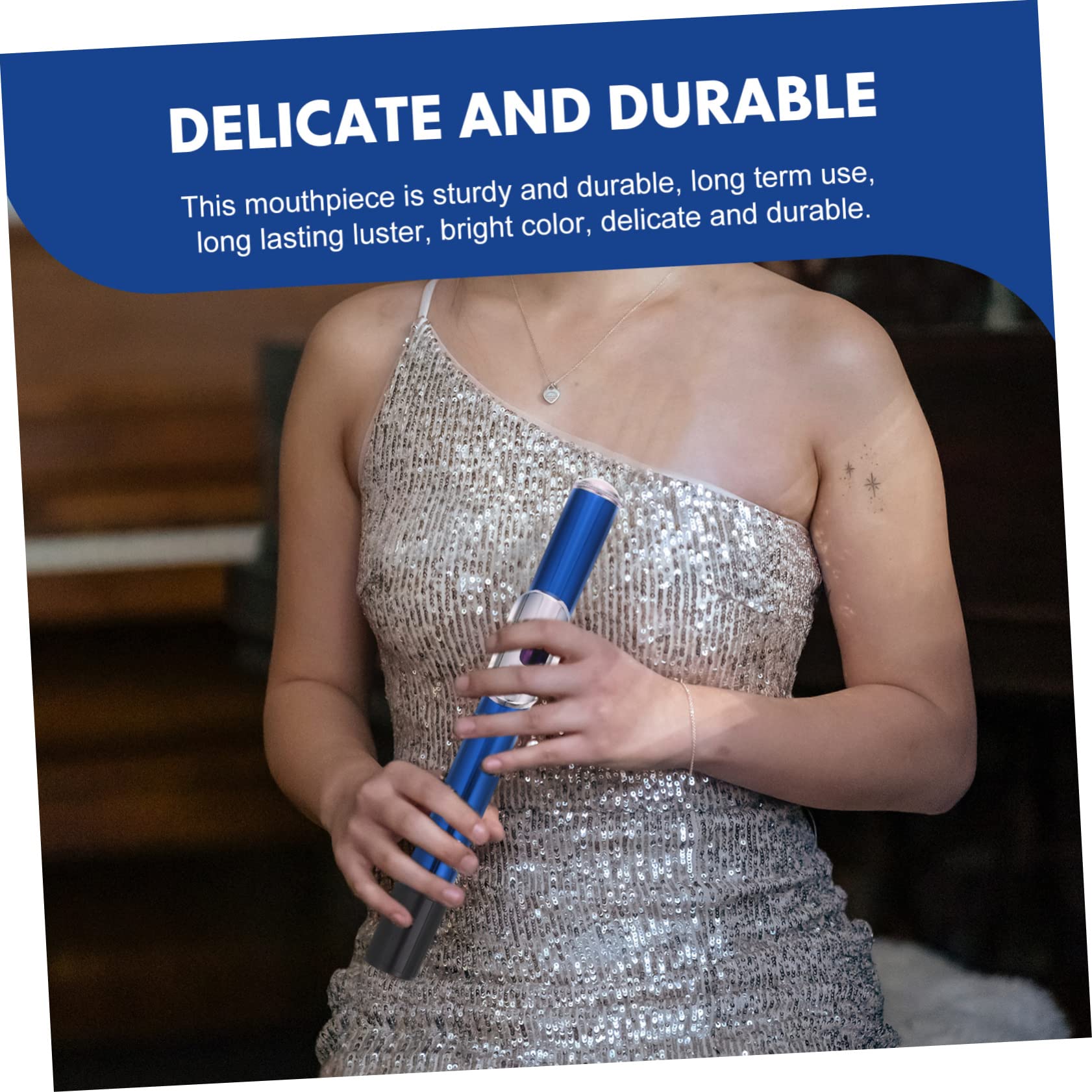 Flauta de Metal de 16 Orificios en Latón Blanco Niquelado | Azul, Abs, Repuesto y Accesorio para Alumnos y Profesionales, Piezas para Instrumentos de Viento
