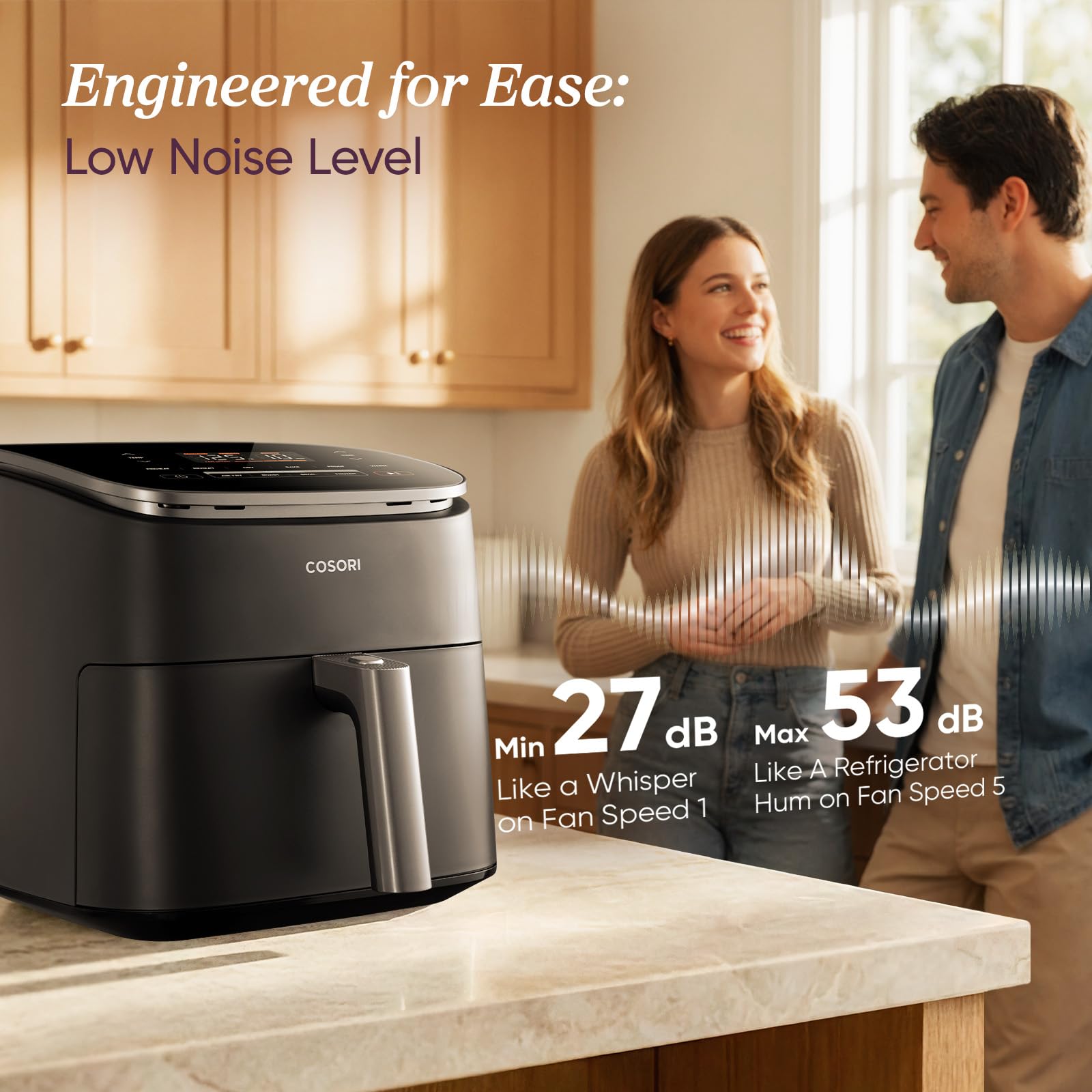 COSORI Friggitrice ad Aria Turbo Blaze 6L (1,36Kg), Air Fryer con DC Motore, 9 Funzioni & 5 Velocità della Ventola Automatica, 110+ Ricette & 96 Tabelle di Cottura degli Ingredienti, 1725W, Argento
