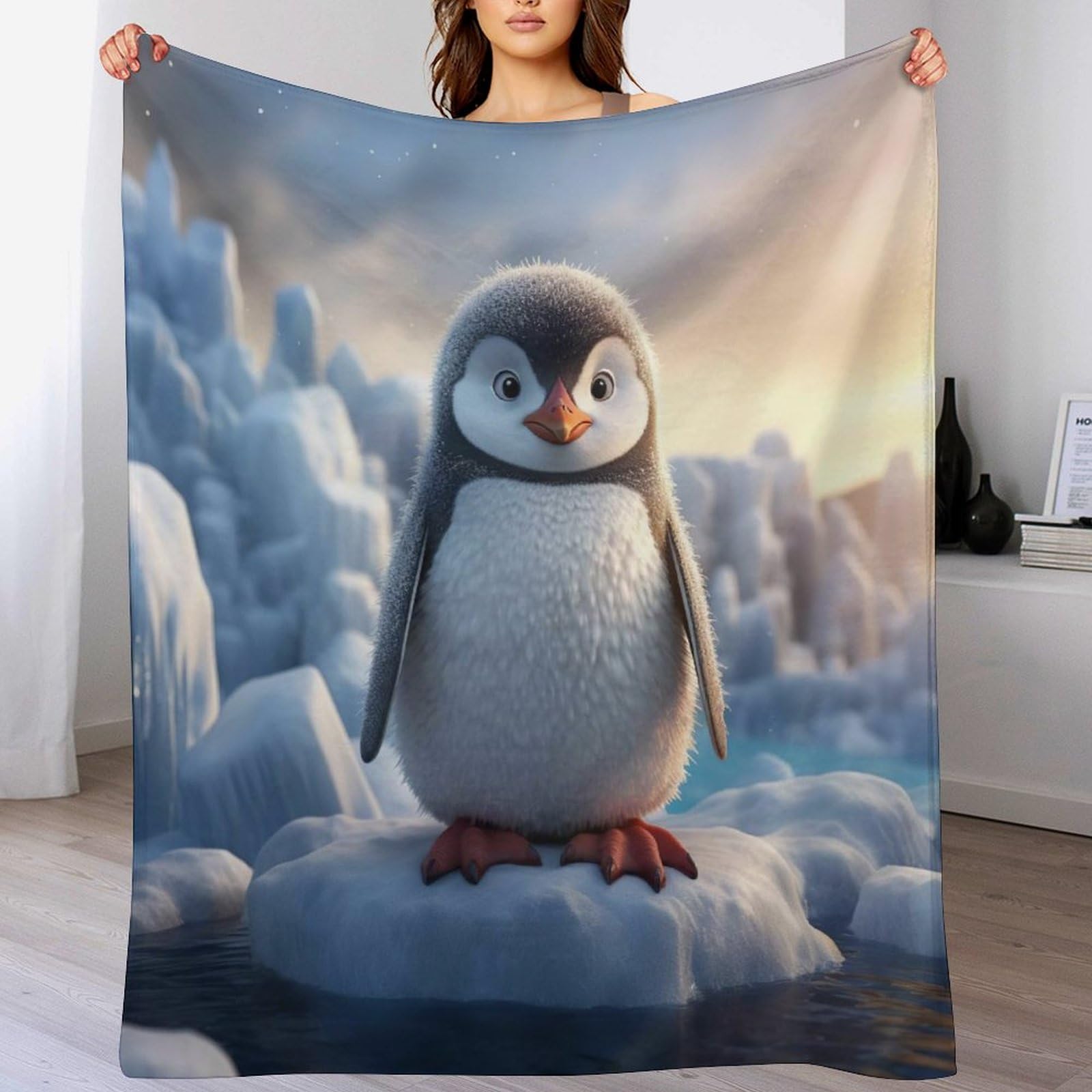 Couverture pingouin douillette pour des moments de tendresse et de réconfort au lit