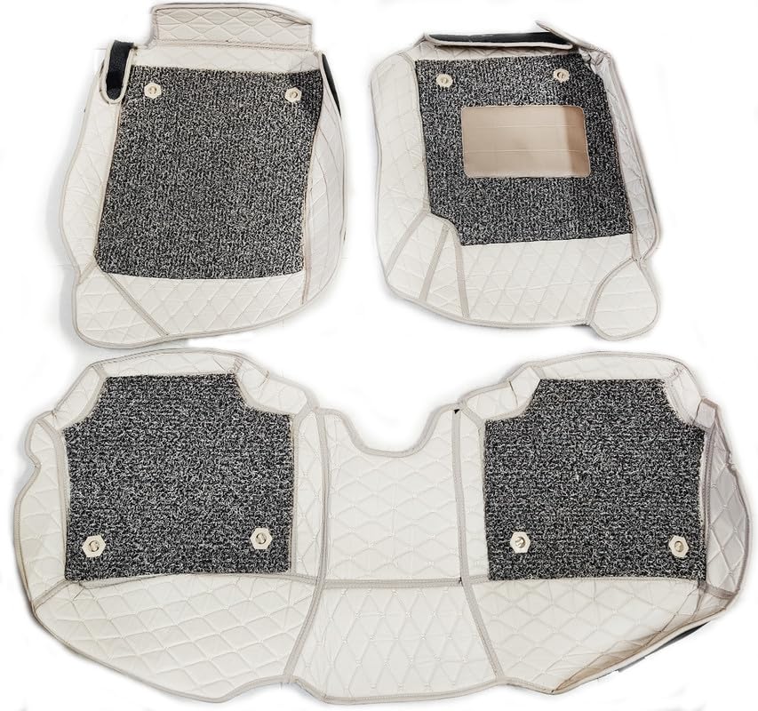 CAR SAAZ 7D Car Floor Mat for I20 (2011-2016) | Faux Leather | Waterproof & Washable | Beige Color