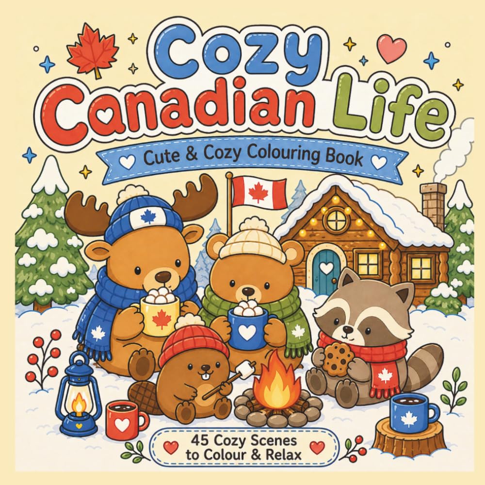 Cozy Canadian Life: Cute & Cozy Colouring Book
