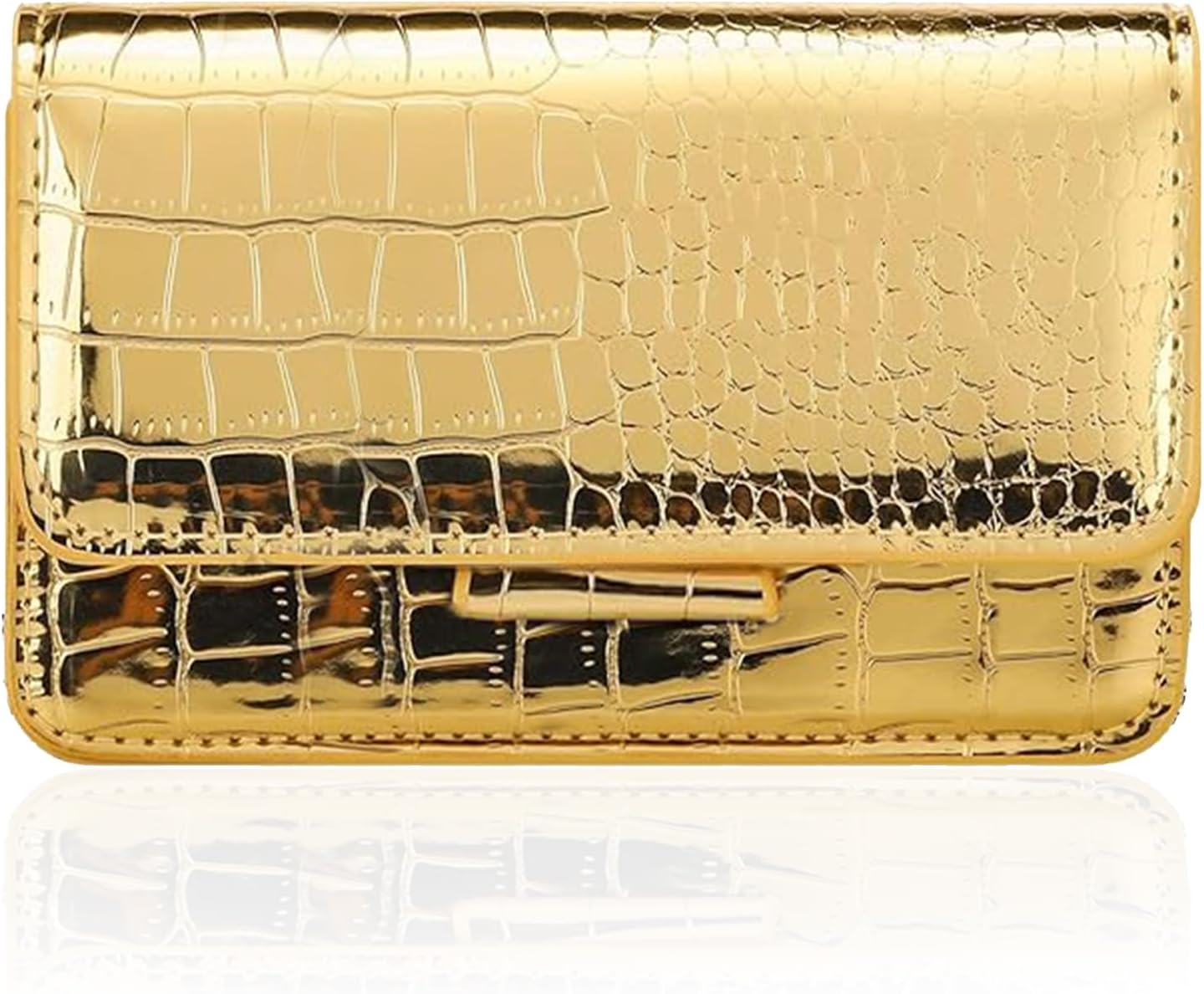 Small Crossbody Purse Bag for Women，Y2K Cute Metallic Croc-Embossed Handbag with Chain Strap