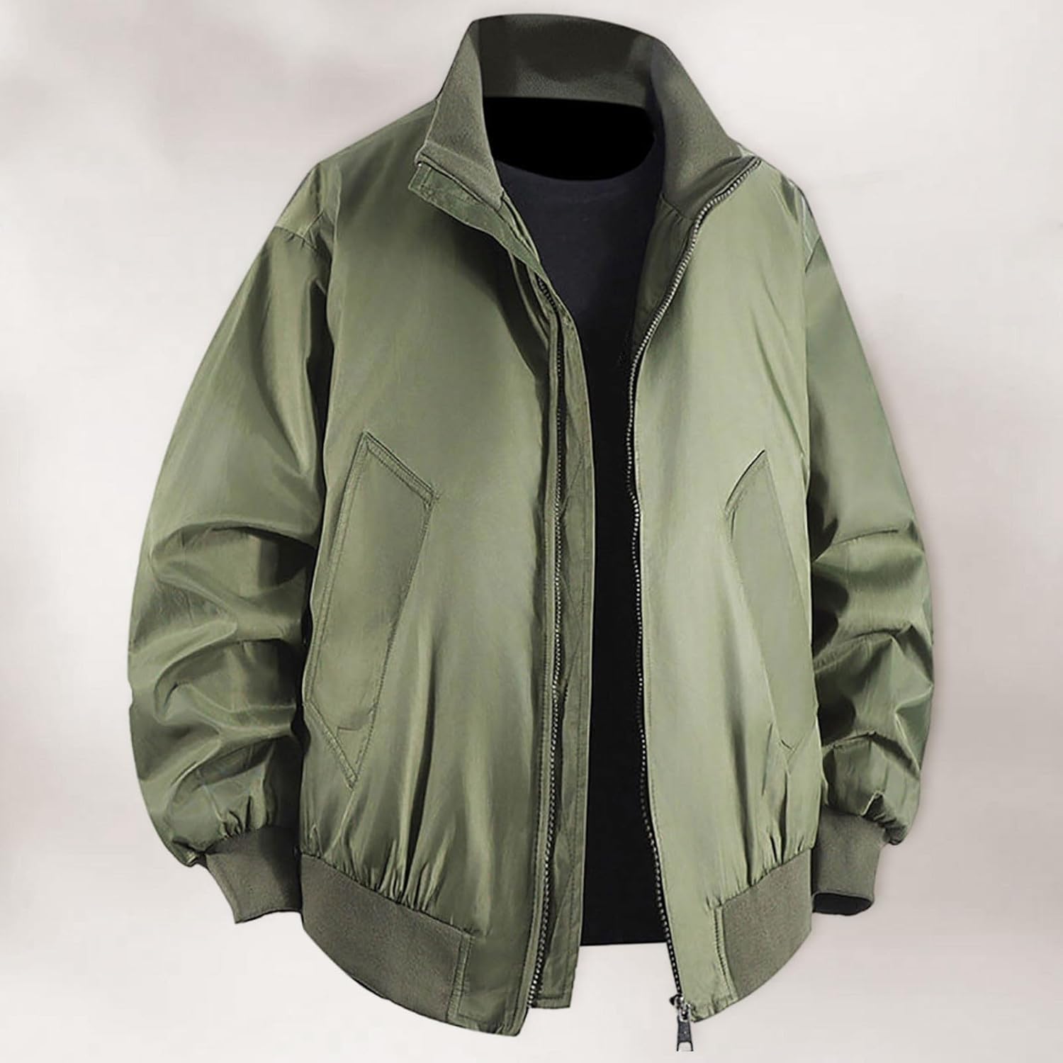 メンズ 無地 カジュアル スタンドカラー ジャケット ジッパー ダブルサイドデザイン 野球服 カジュアルジャケット499