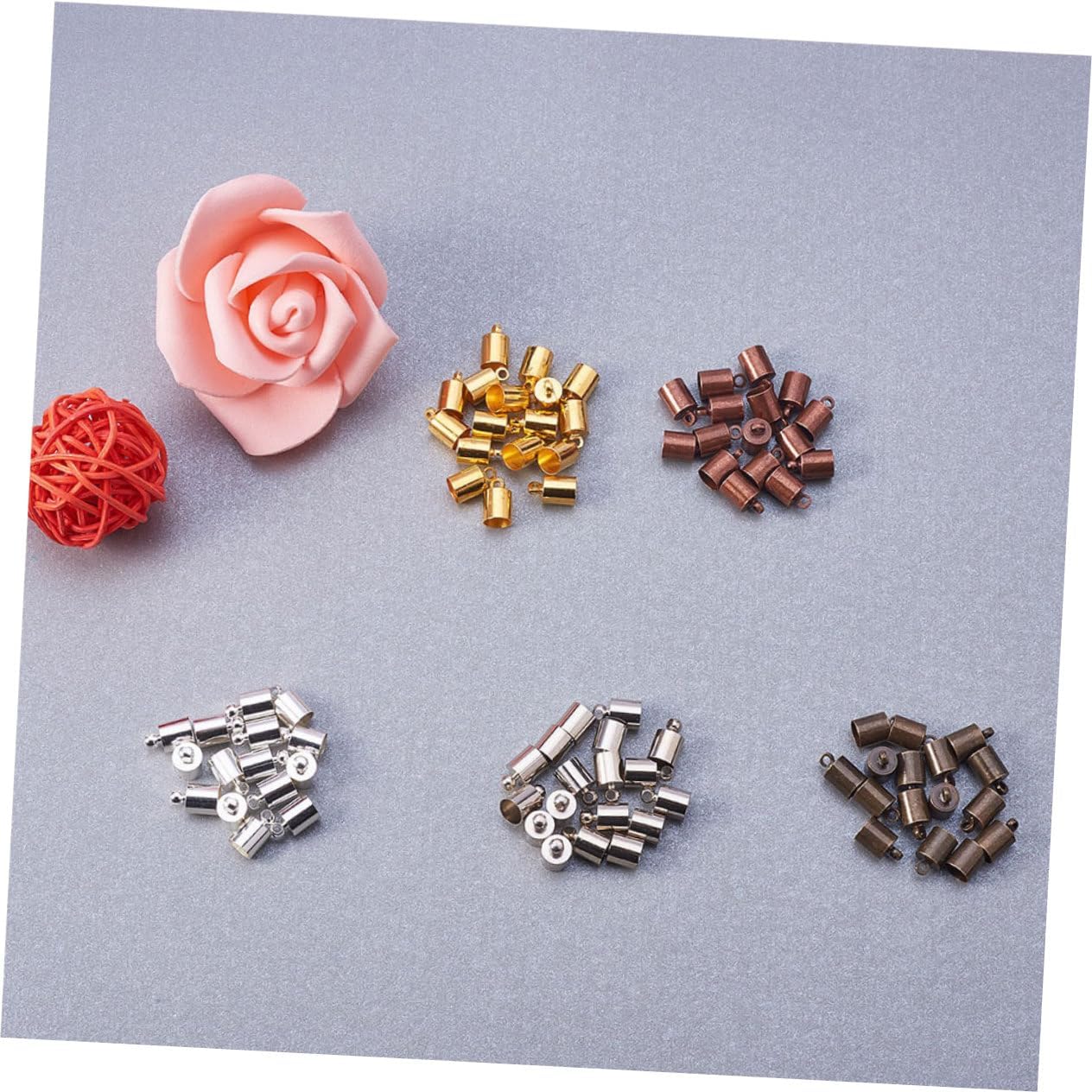 Tofficu 900pcs Brass Cord End Caps for Jewelry Making DIY Leather Finding Kit for Bracelets Necklaces and Tassels Compatible Satin and Rattail Cord
