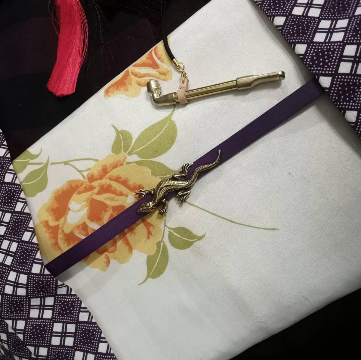 本革帯締ベルト11mm幅 紫,パープルレザー 着物浴衣に市販の帯留め使用も