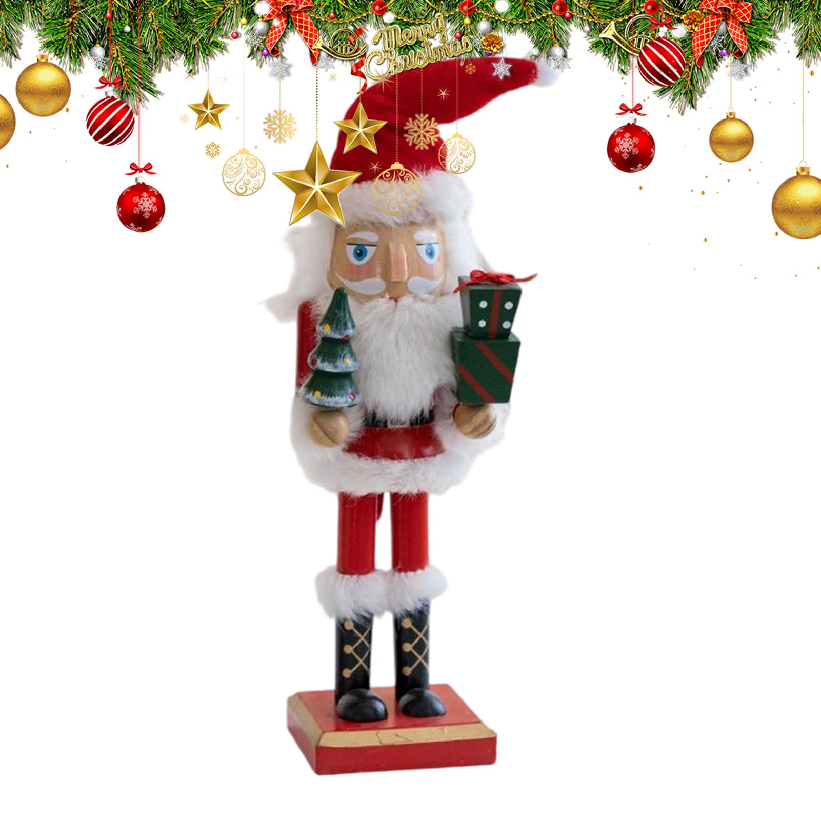 Casse-noisette de Noël en bois statuette Père Noël déco 27 cm