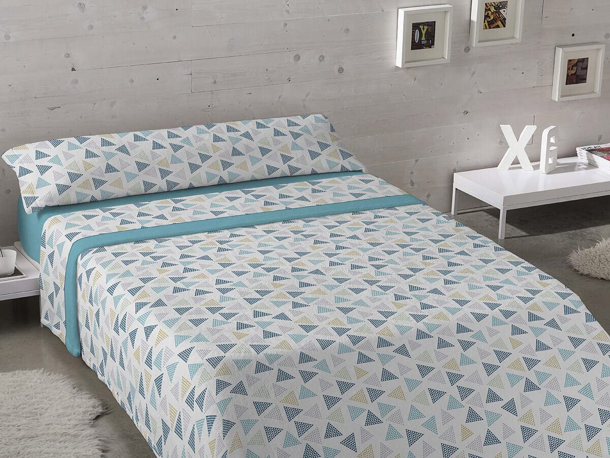 Ciberdescans Juego de Sábanas de Coralina Salma de KARAMELO para Invierno (105cm, Turquesa)