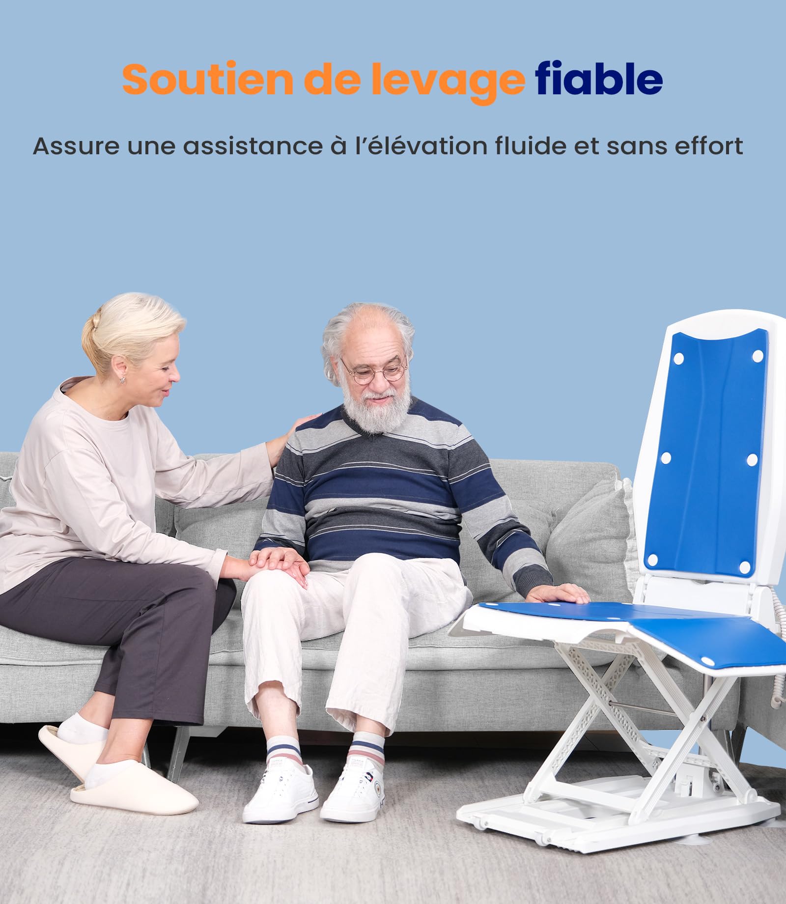 VOCIC Fauteuil releveur électrique avec roulettes, Pliable | Senior domicile aide mobilité, assistance après chute, siège relevage sol, transfert canapé lit fauteuil roulant 140KG