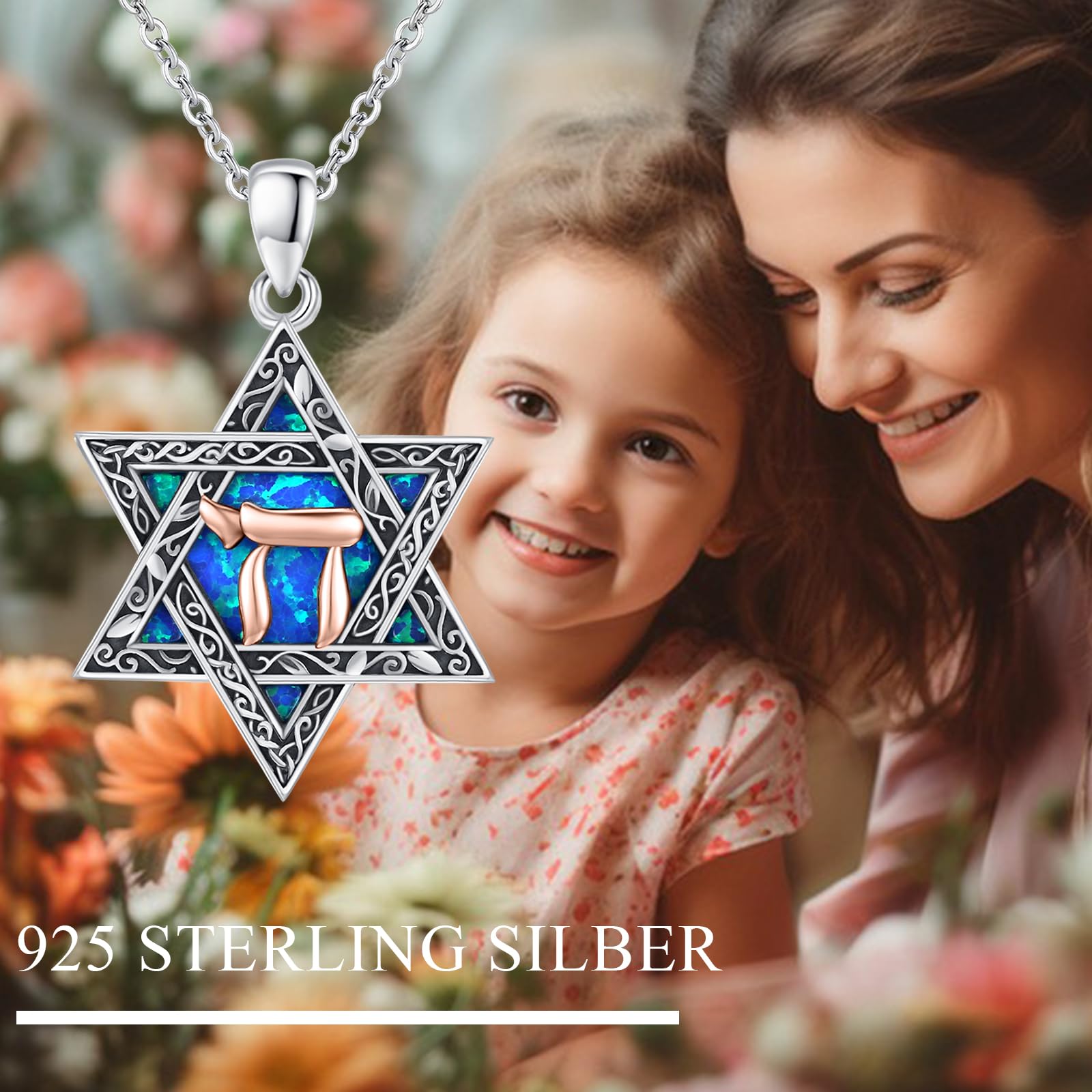 Collana a forma di stella di David, in argento Sterling 925, con ciondolo a forma di stella di David, con ciondolo a forma di stella di David, per uomo e donna