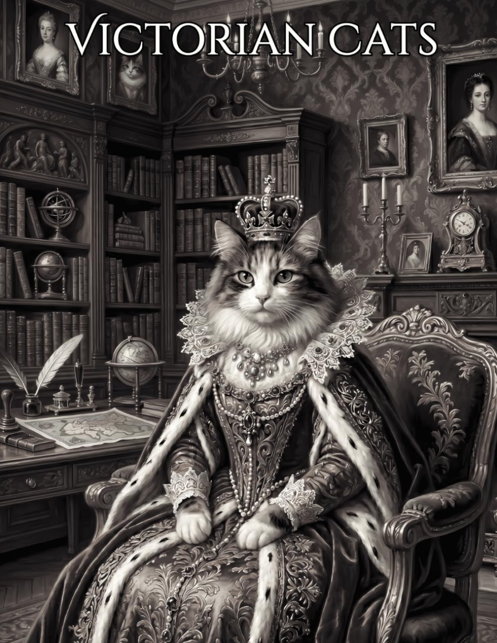 Victorian Cats: A Vintage Adult Coloring Book Featuring Elegant Cats in Opulent Victorian Settings for Stress Relief and Relaxation