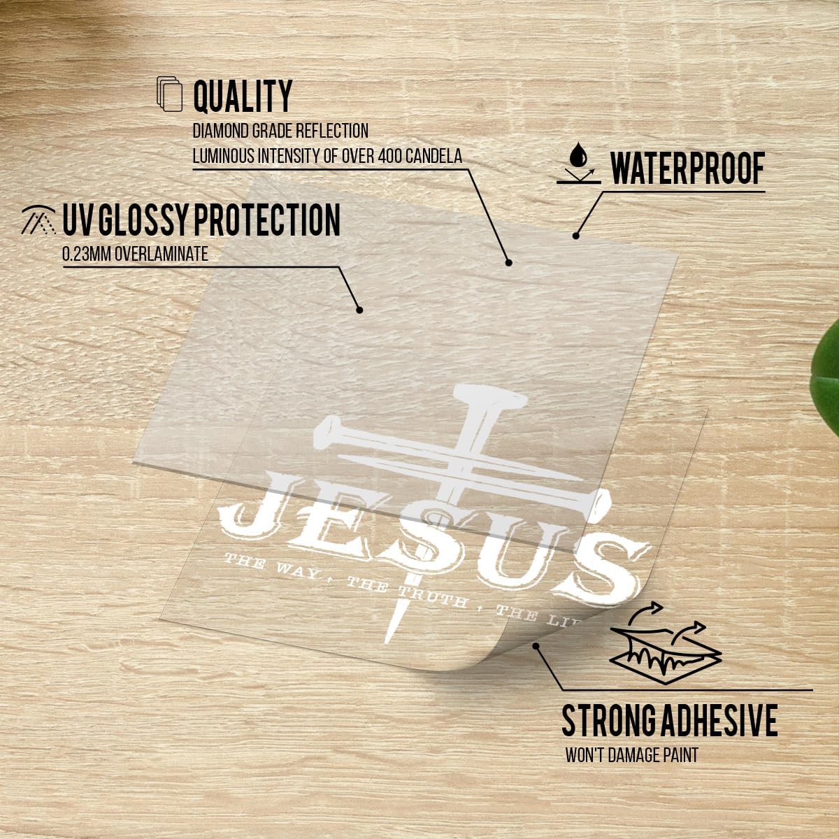 Premium Jesus The Way The Truth The Life Car Decal – Premium Christian Cross Sticker, Faith Vinyl Decal for Car, Truck, Laptop, Christian Gift – Size 6x6 Inches (V3) - Image 3