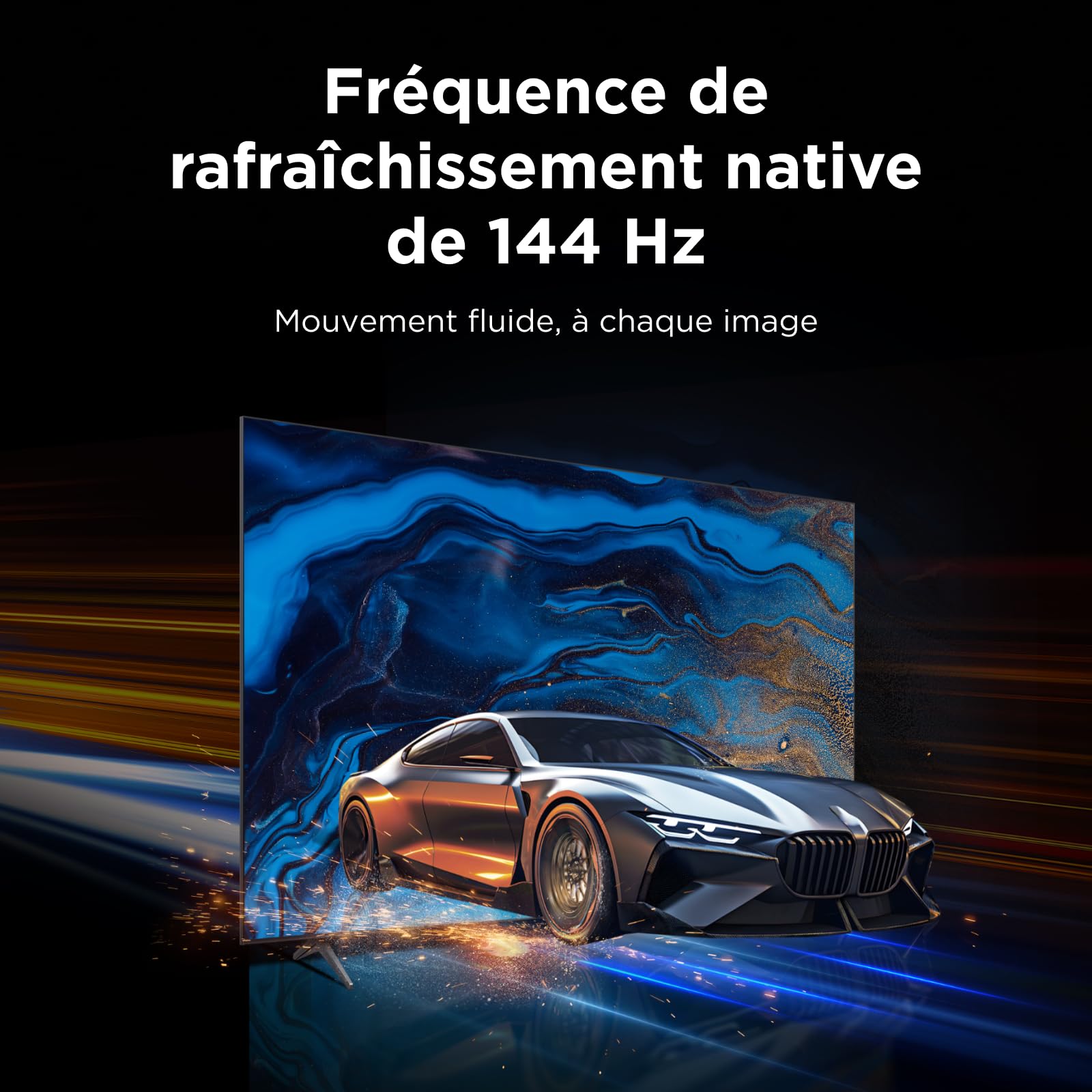 TCL 55T8D 55 Pouces QLED avec QD-Mini LED Dimming 4K HDR Ultra HD TV, Smart Google TV (Dolby Vision, HDR10+ & Atmos, 144 Hz VRR, FreeSync Premium, Game Master, Commande vocale) | FreeSync Premium, Game Master, Dolby Vision, HDR10+, Dolby Atmos, Apple AirP