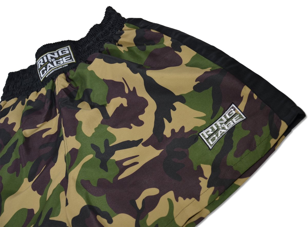 Traditional Boxing Trunks, Camo/Black, Kids and Adult Sizes (Medium (Kids 7 to 10 Years))