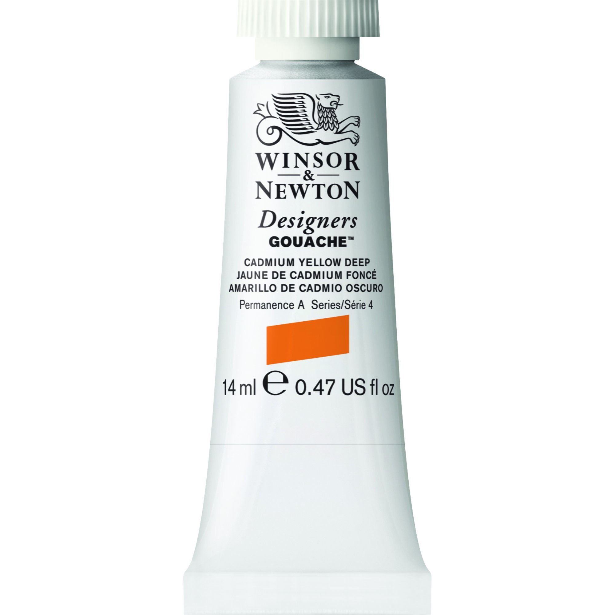 Winsor & Newton Designer's Gouache, 14 ml (0.47oz) tube, Cadmium Yellow Deep