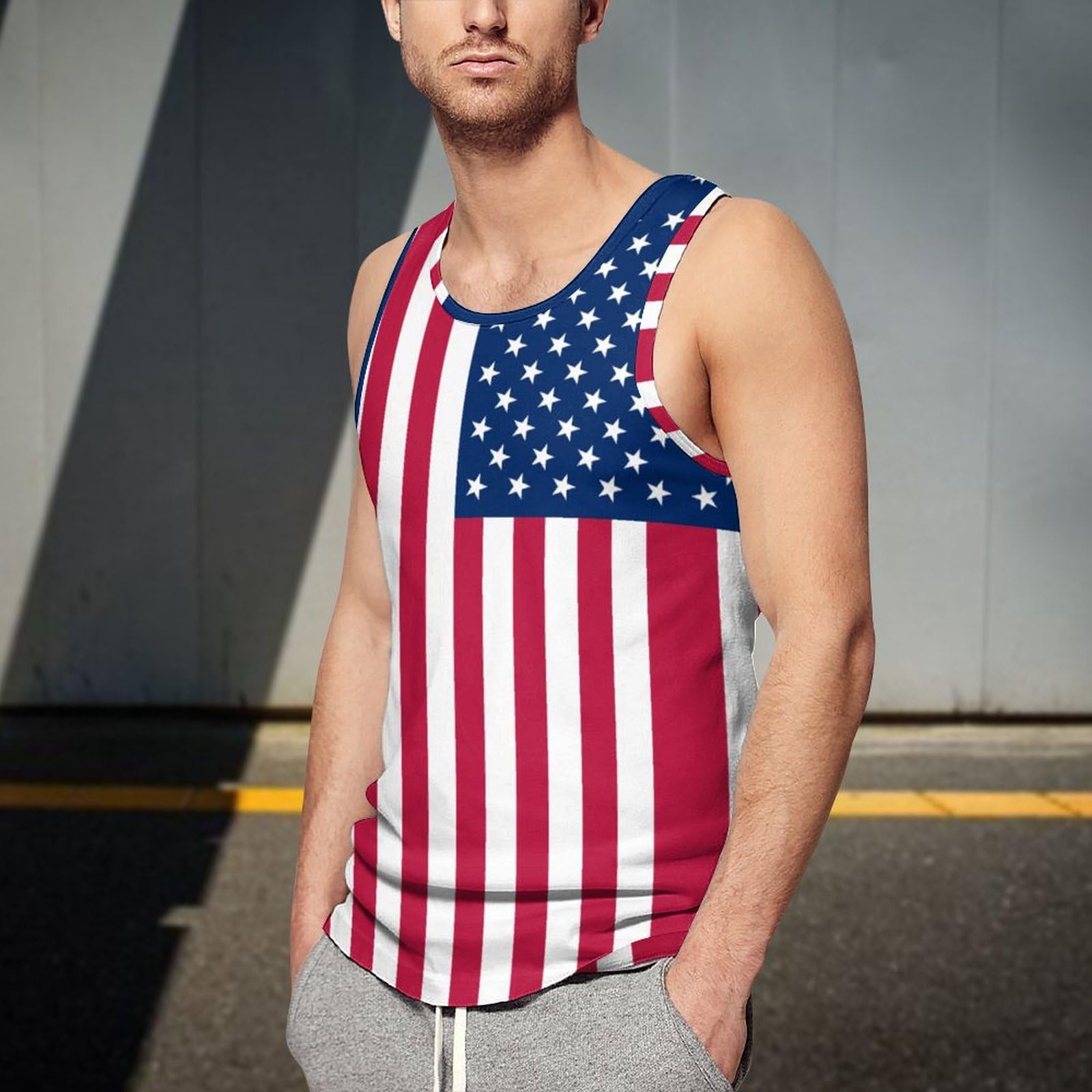 Amazon.co.jp: タンクトップ アメリカ 国旗 星条旗 メンズ