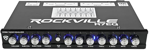 Rockville R7EQ 12 DIN 7 bandas ecualizador de audio para coche con parte delantera, trasera + subsalida