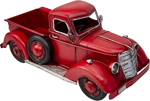 Miniatura 4 de -Modelo clásico de hierro rojo de hierro de 11 pulgadas, decoración de vehículo coleccionable, decoración de Navidad de camión de metal, mezcla